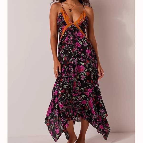 Free People Dress There She Goes Printed Maxi Slip - Picture 1 of 10